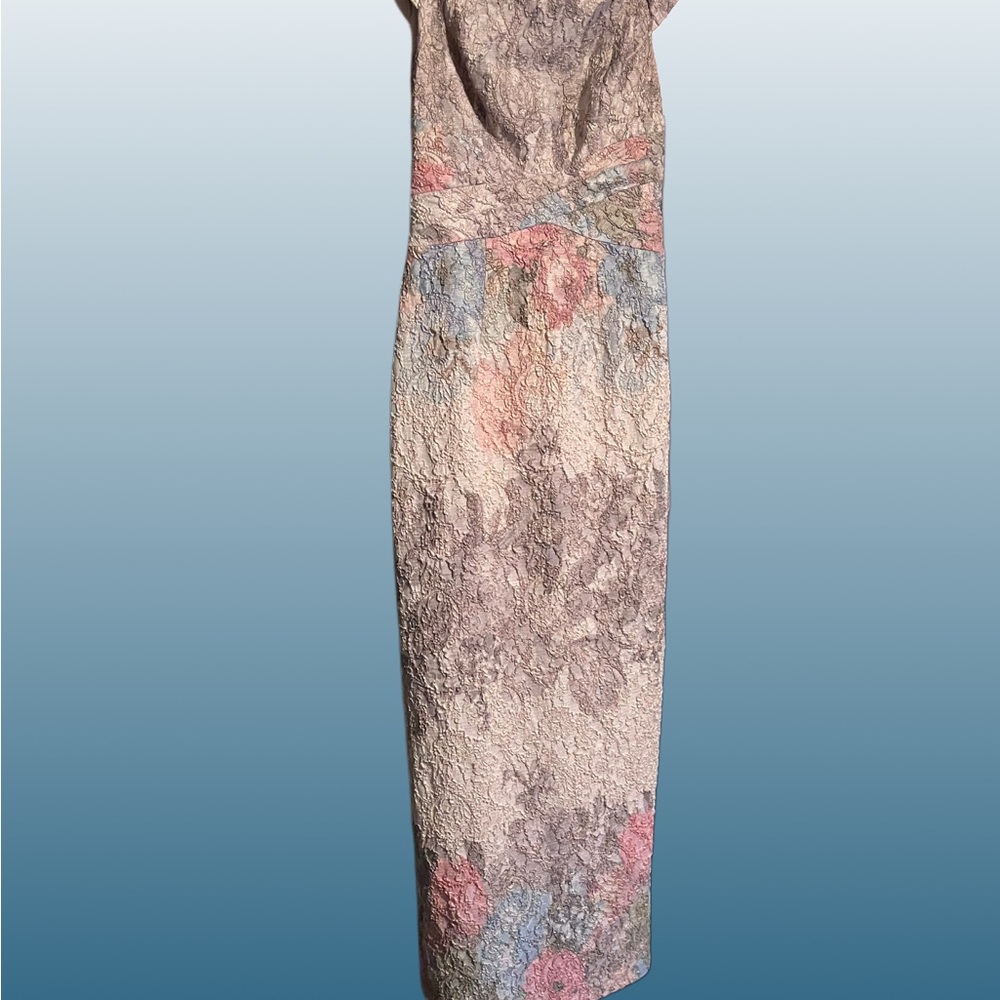 Adrianna Papell Multicolor Lace Midi Dress